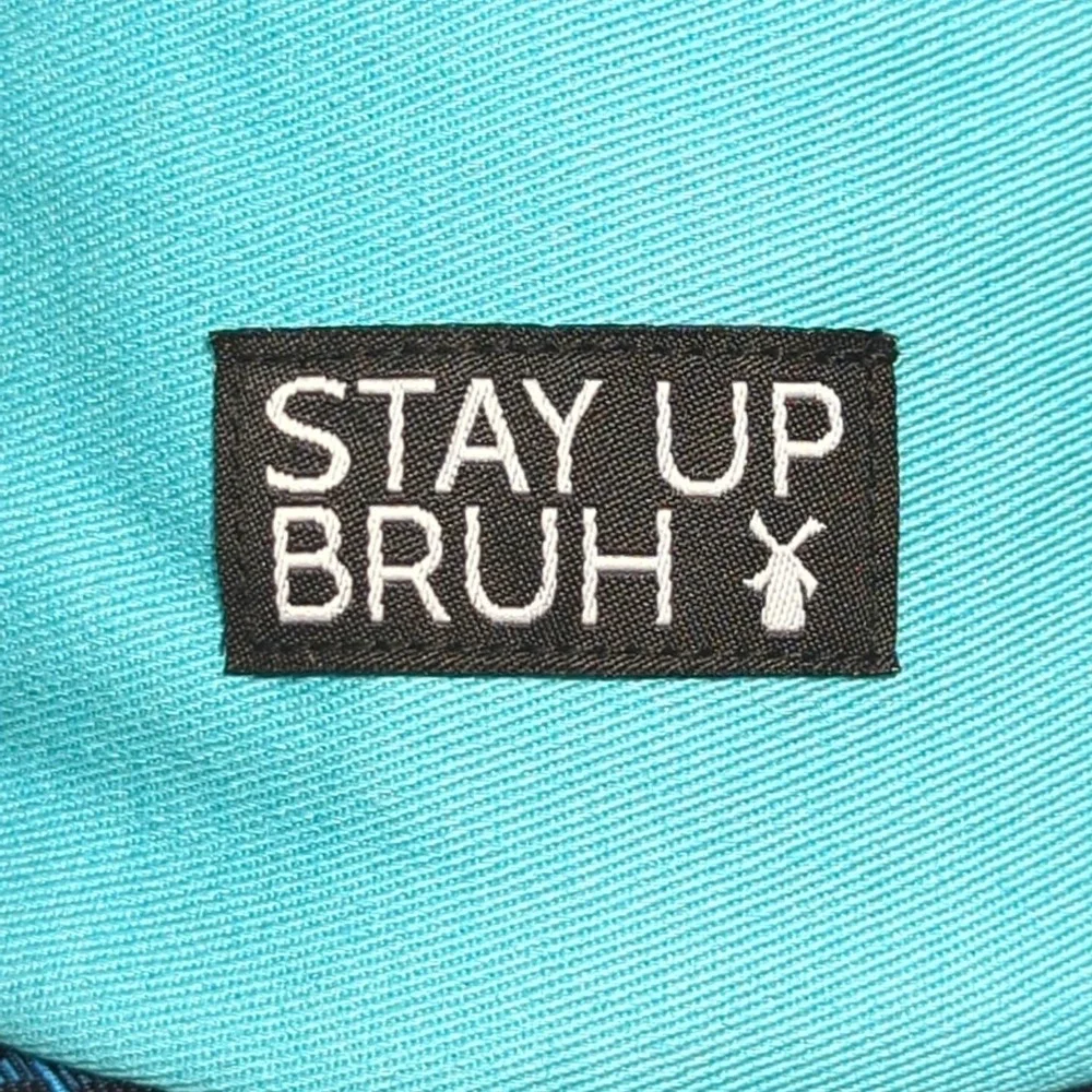 Stay Up Bruh Hat Black Teal‎ Multicolor Adjustable Ball Cap